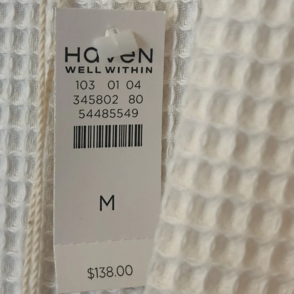 100% Turkish Cotton Ivory Waffle Knit Robe - Picture 5 of 5